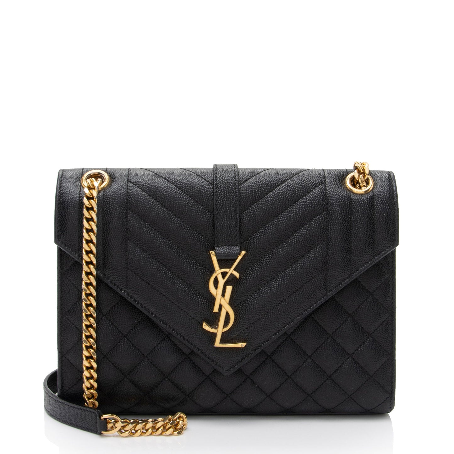 Saint Laurent Mixed Matelasse Grain de Poudre Monogram Medium Shoulder Bag (SHF-rmK6K7)