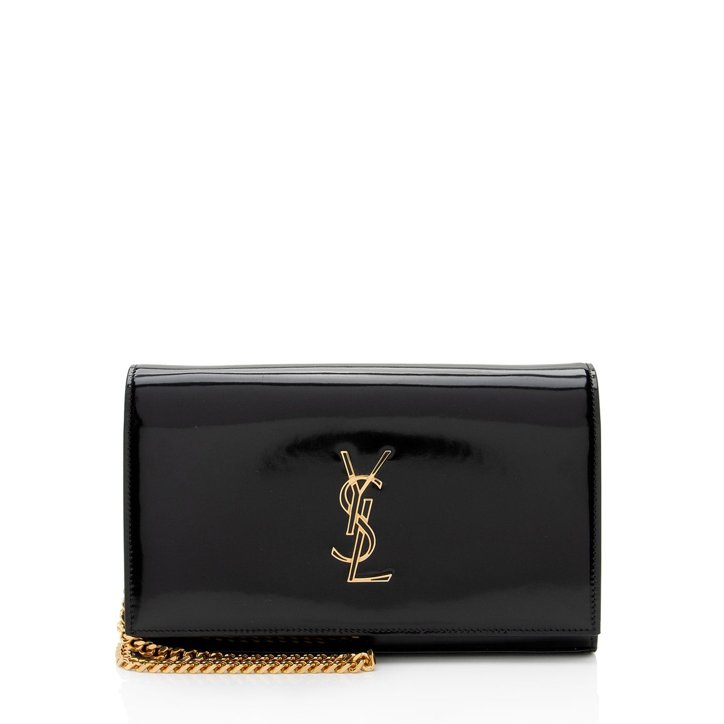 Saint Laurent Patent Leather Monogram Kate Wallet on Chain (SHF-T42QXZ)