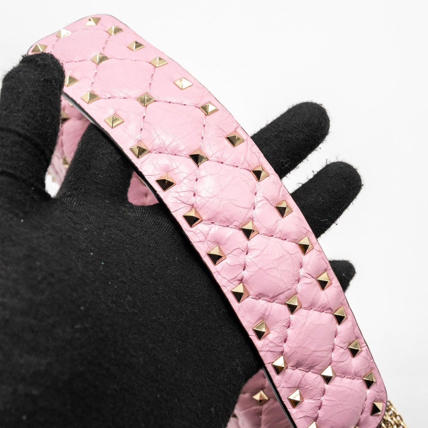 Valentino Medium Rockstud Spike Bag leather Pink GHW