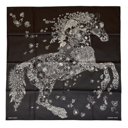 Hermes 90 X 90 Silk Scarf Robe Levered Black/White