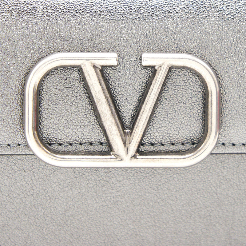 Valentino Garavani Vsling Metallic Calfskin Wallet with Chain Strap