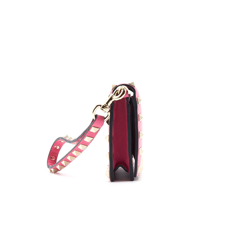 Valentino Pink Leather Rock-stud Continental Wallet