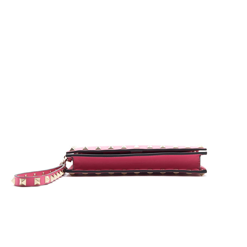 Valentino Pink Leather Rock-stud Continental Wallet