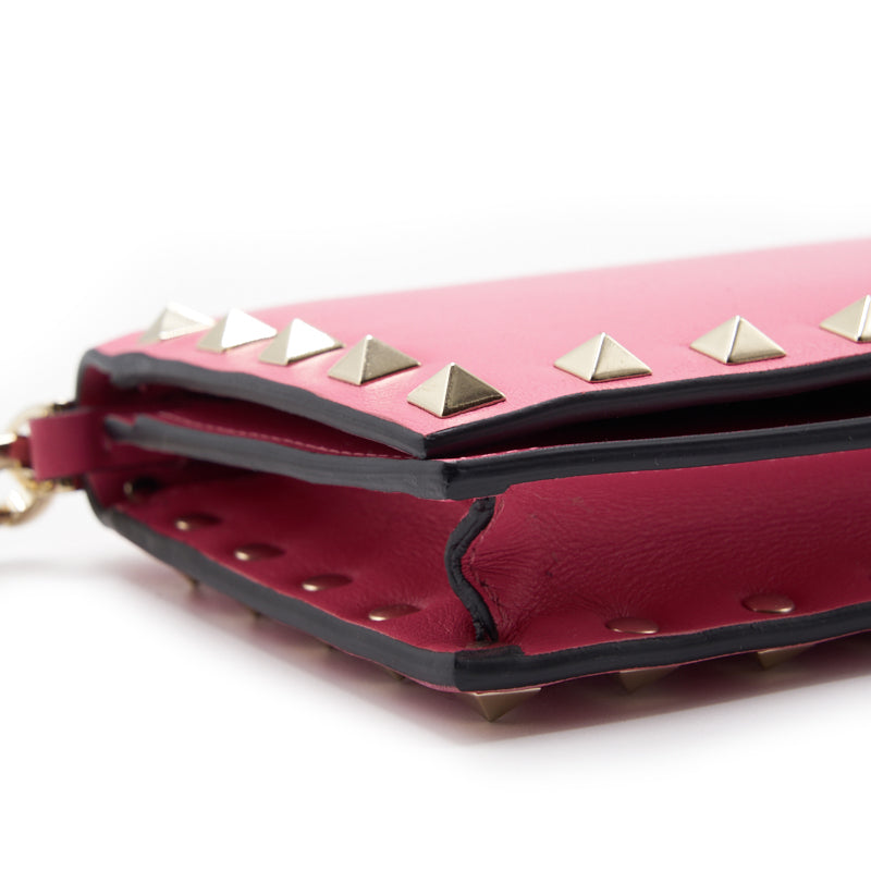 Valentino Pink Leather Rock-stud Continental Wallet