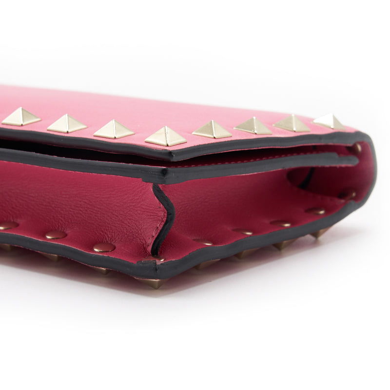 Valentino Pink Leather Rock-stud Continental Wallet