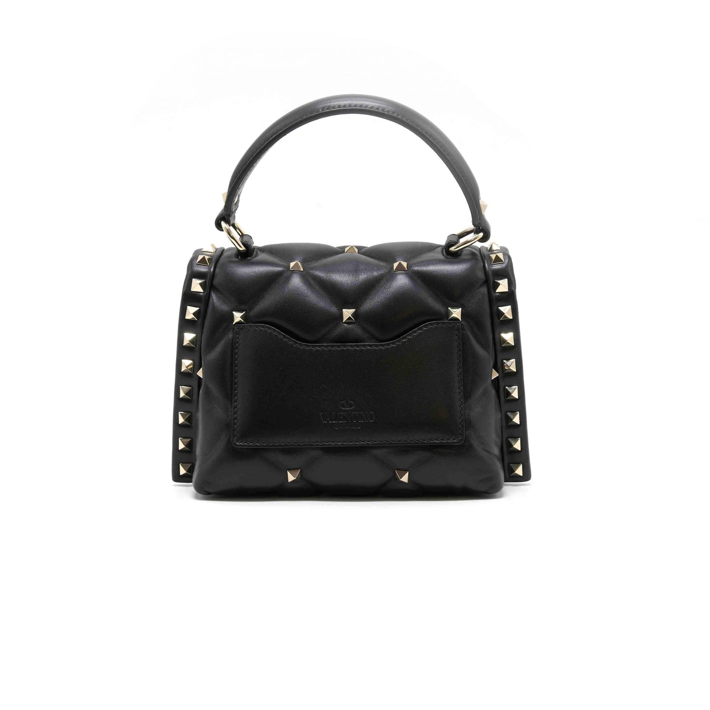 Valentino Black Quilted Leather Rock-stud Spike Handbag