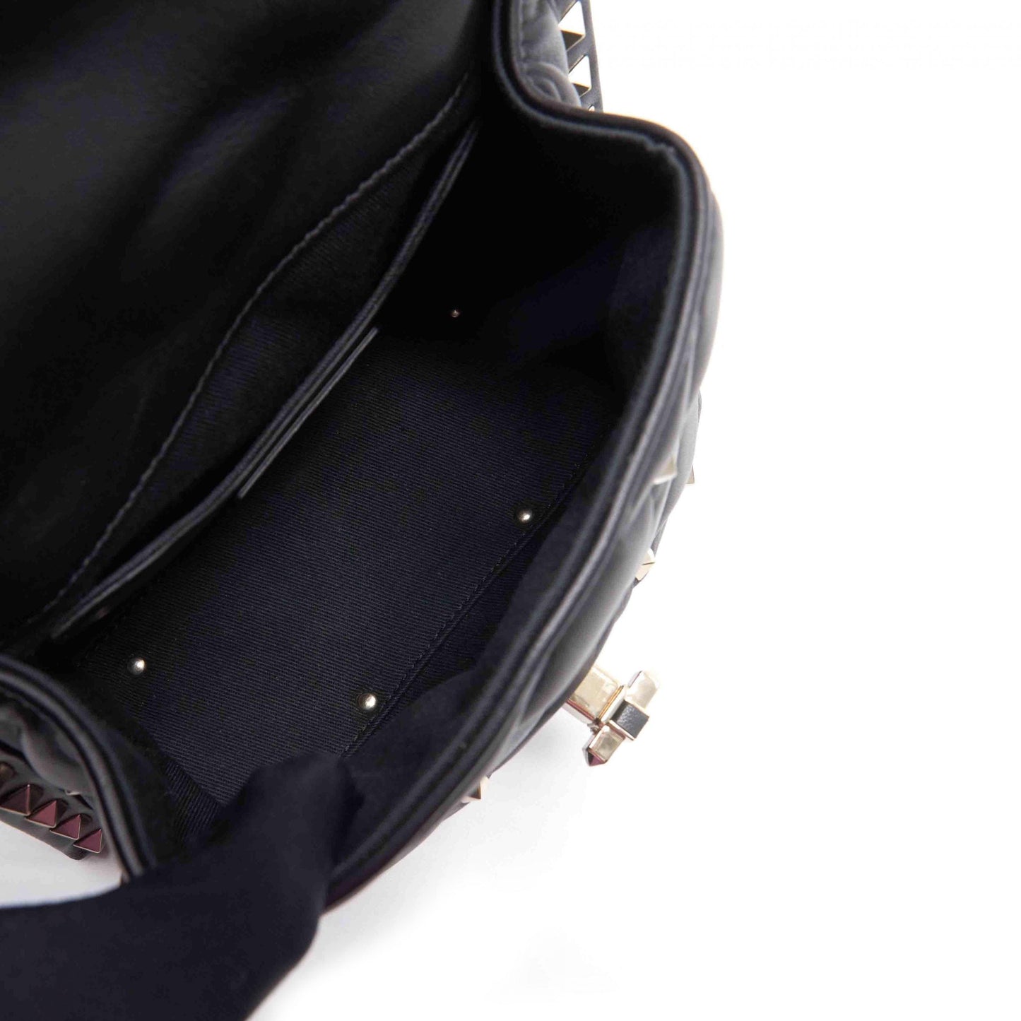 Valentino Black Quilted Leather Rock-stud Spike Handbag