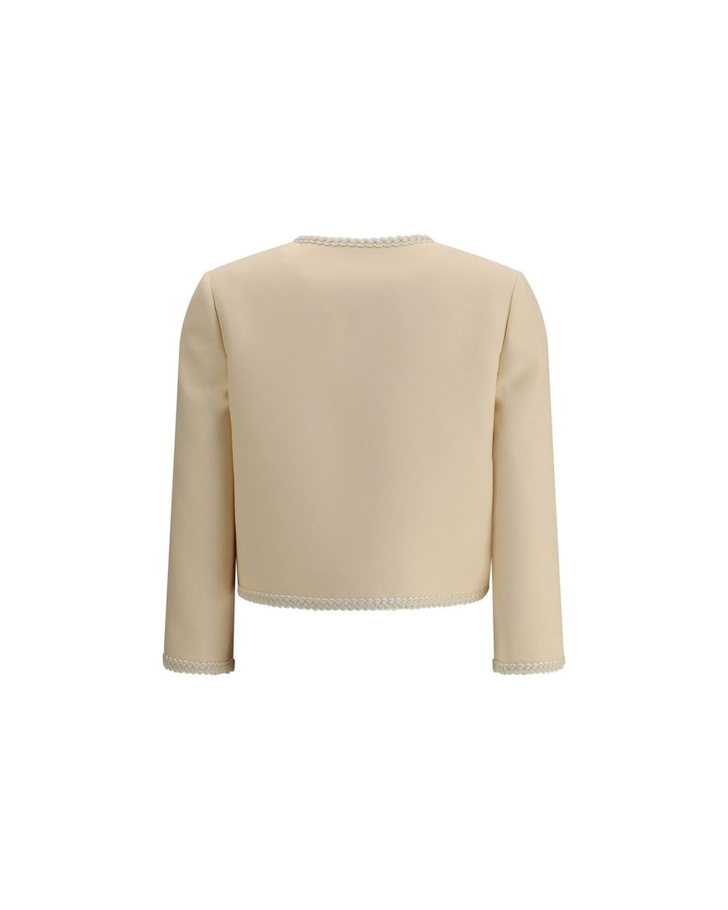 Valentino Cropped Braided Trim Jacket Women Cream Coats