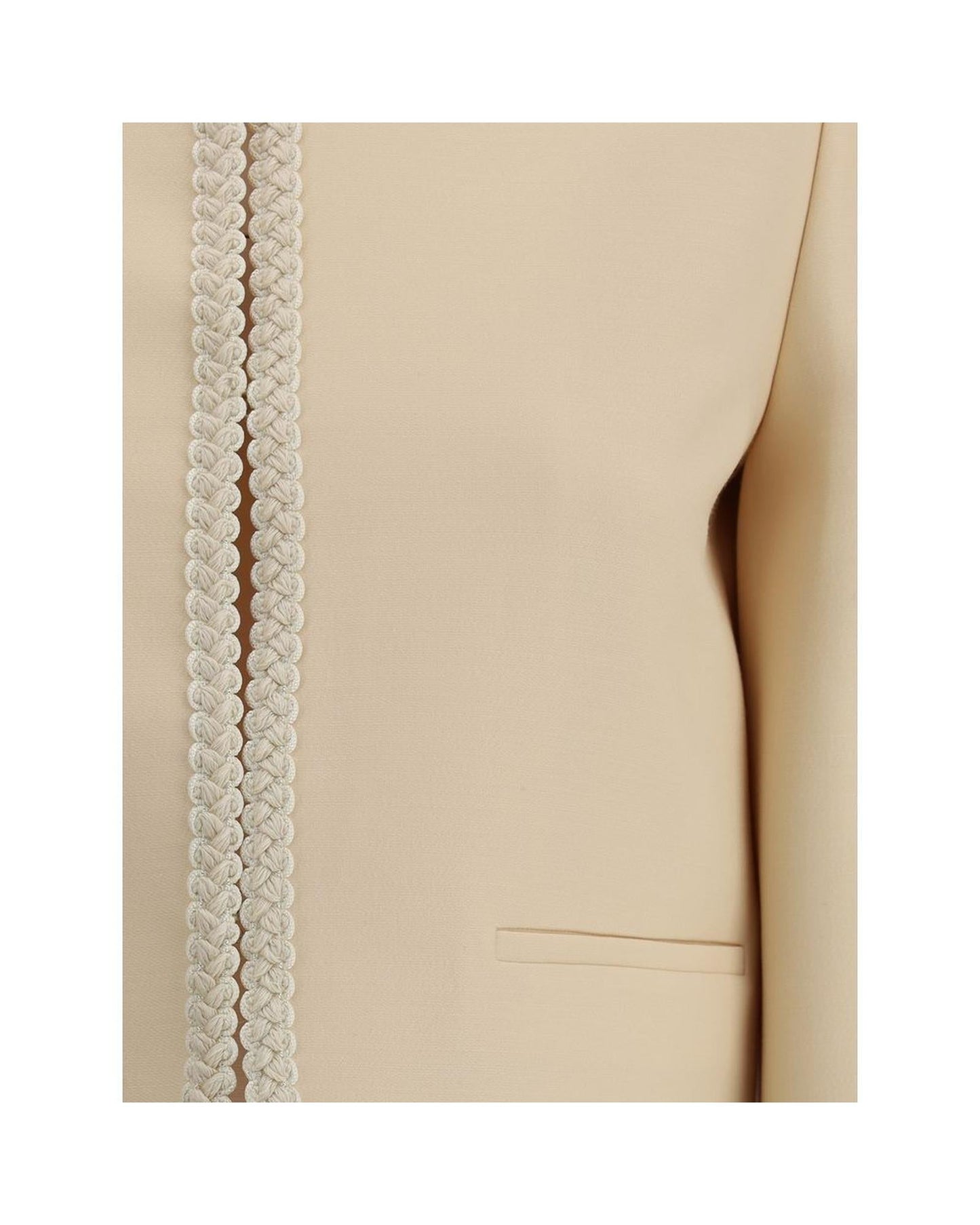 Valentino Cropped Braided Trim Jacket Women Cream Coats