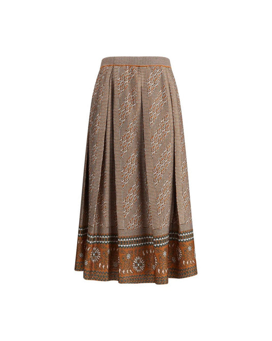 Valentino Pleated Midi Skirt Geometric Print Women Multicolor Multicolor