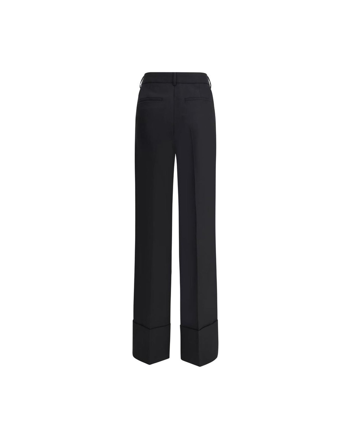 Valentino Tailored Wide Leg Pants Cuff Detail Women Black