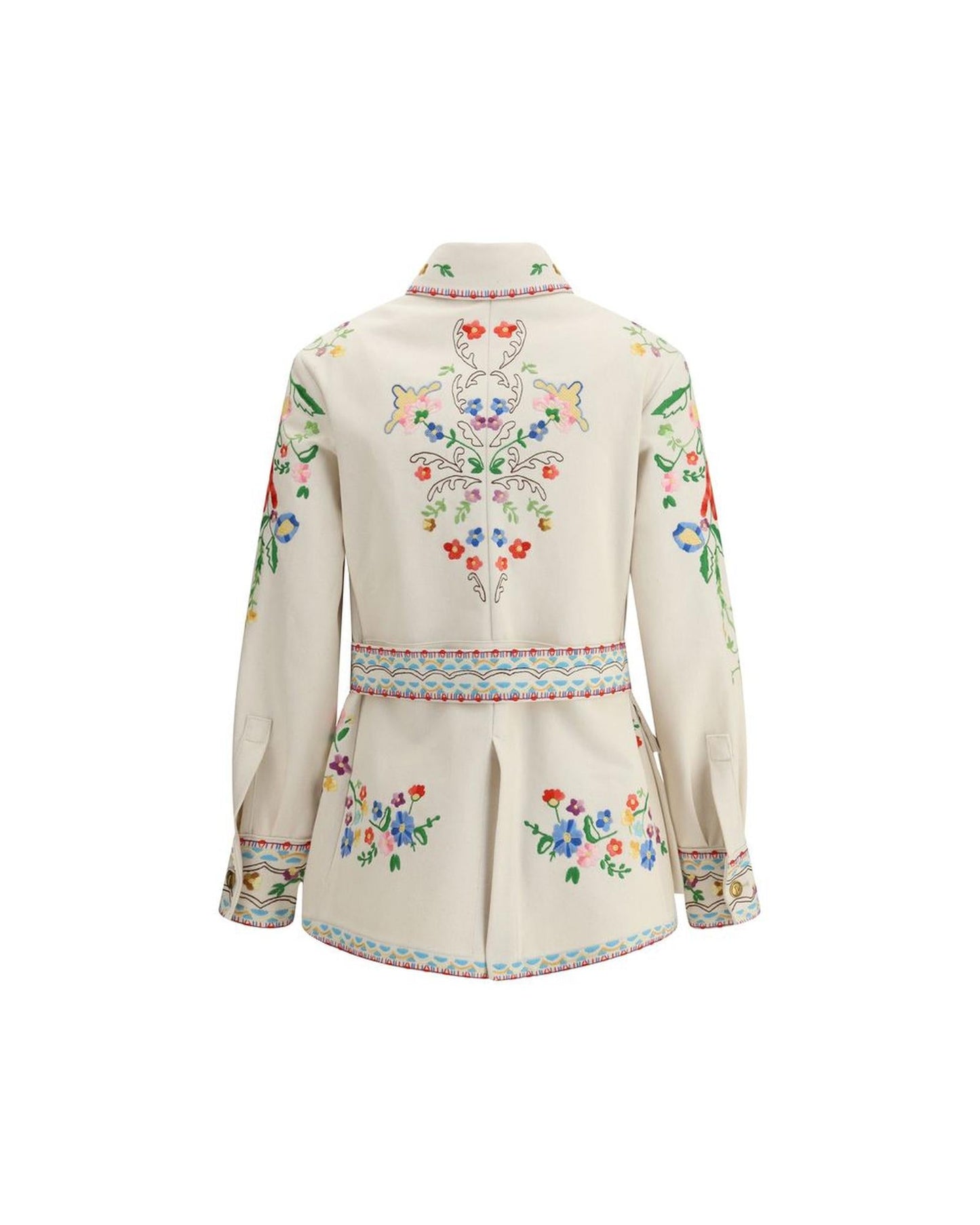 Valentino Floral Embroidered Belted Jacket Women Multicolor Coats