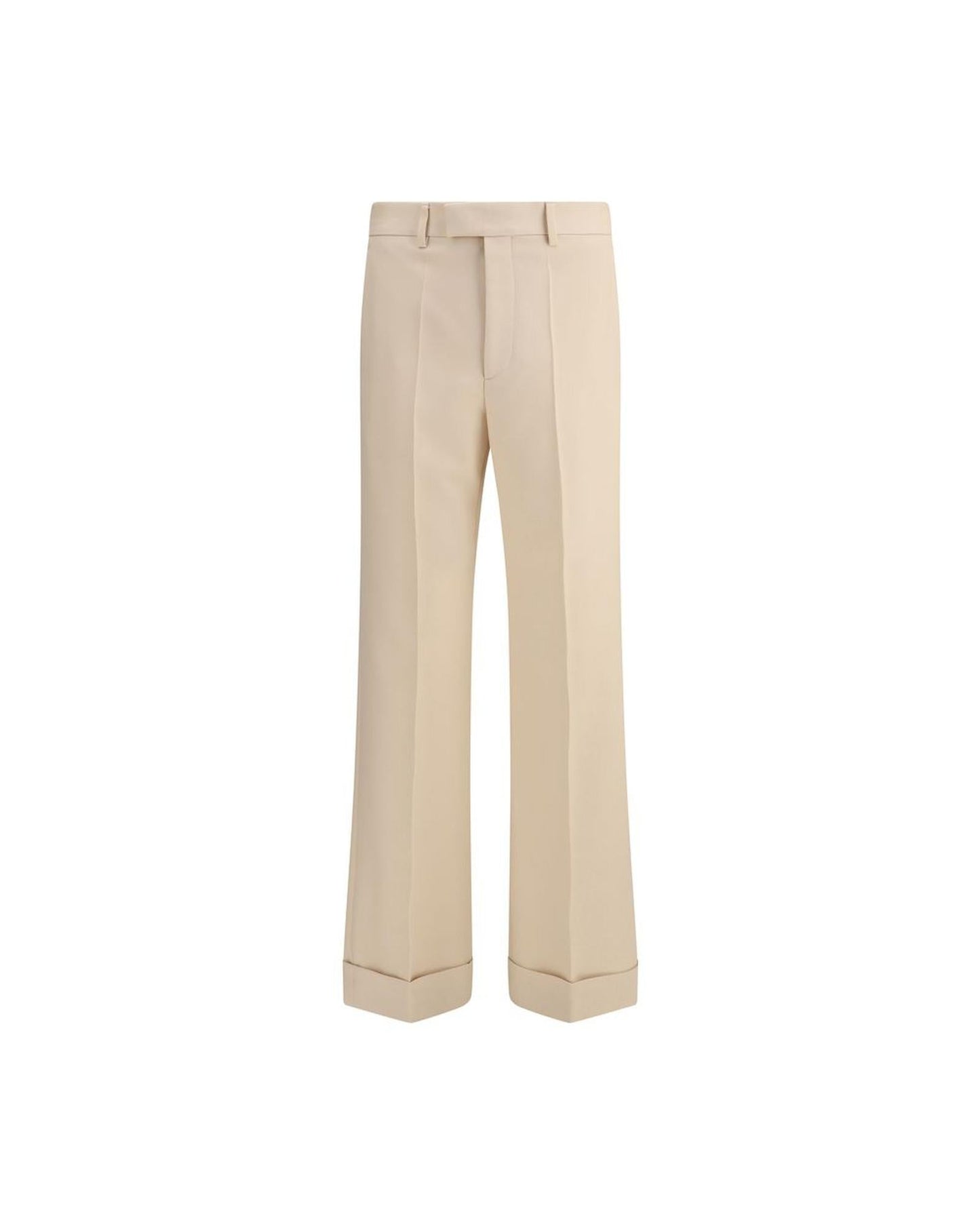 Valentino Wide Leg Trousers Cuffed Hem Men Beige Pants Beige