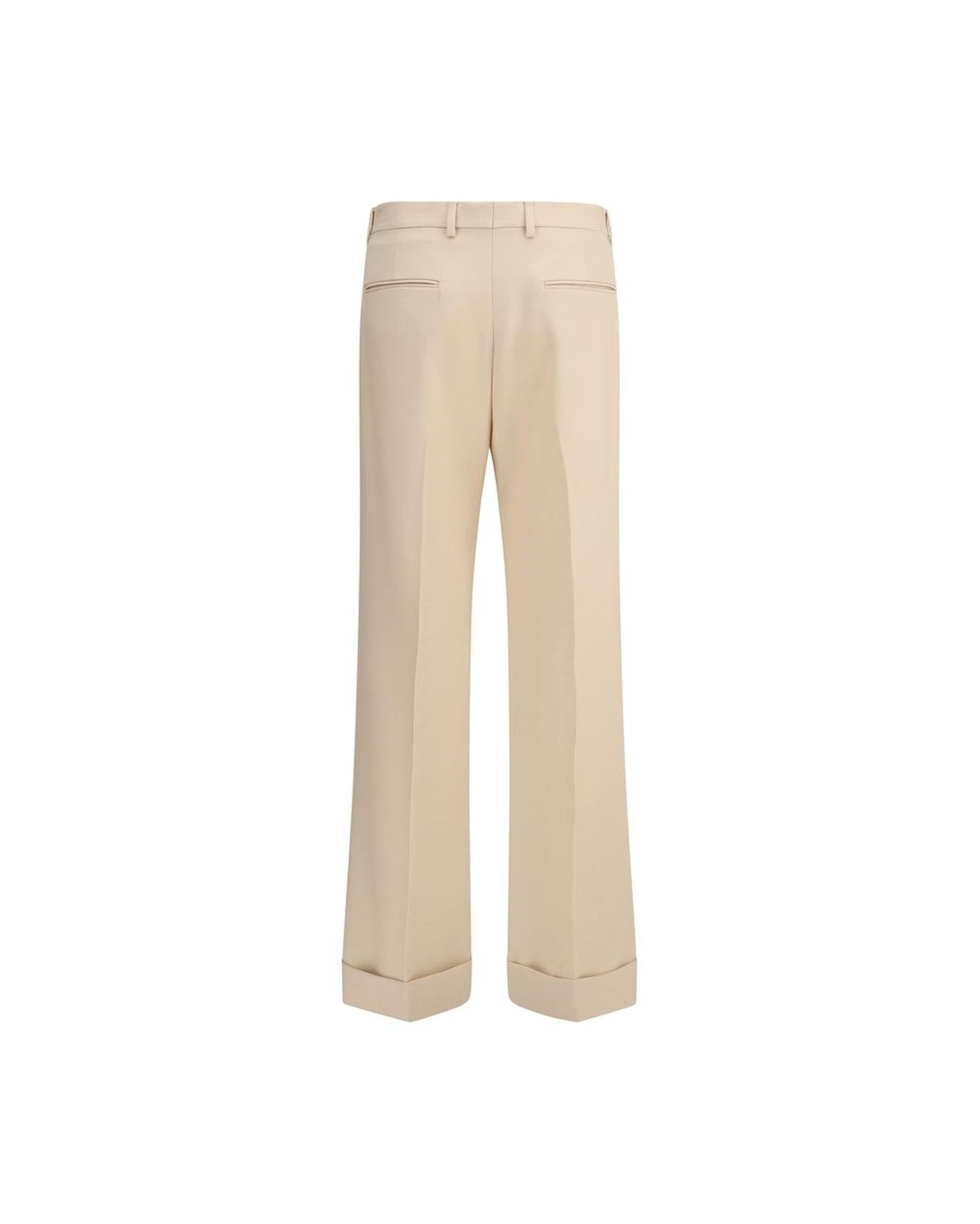 Valentino Wide Leg Trousers Cuffed Hem Men Beige Pants