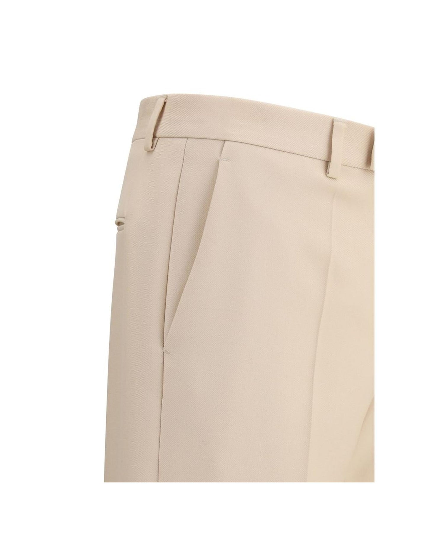 Valentino Wide Leg Trousers Cuffed Hem Men Beige Pants