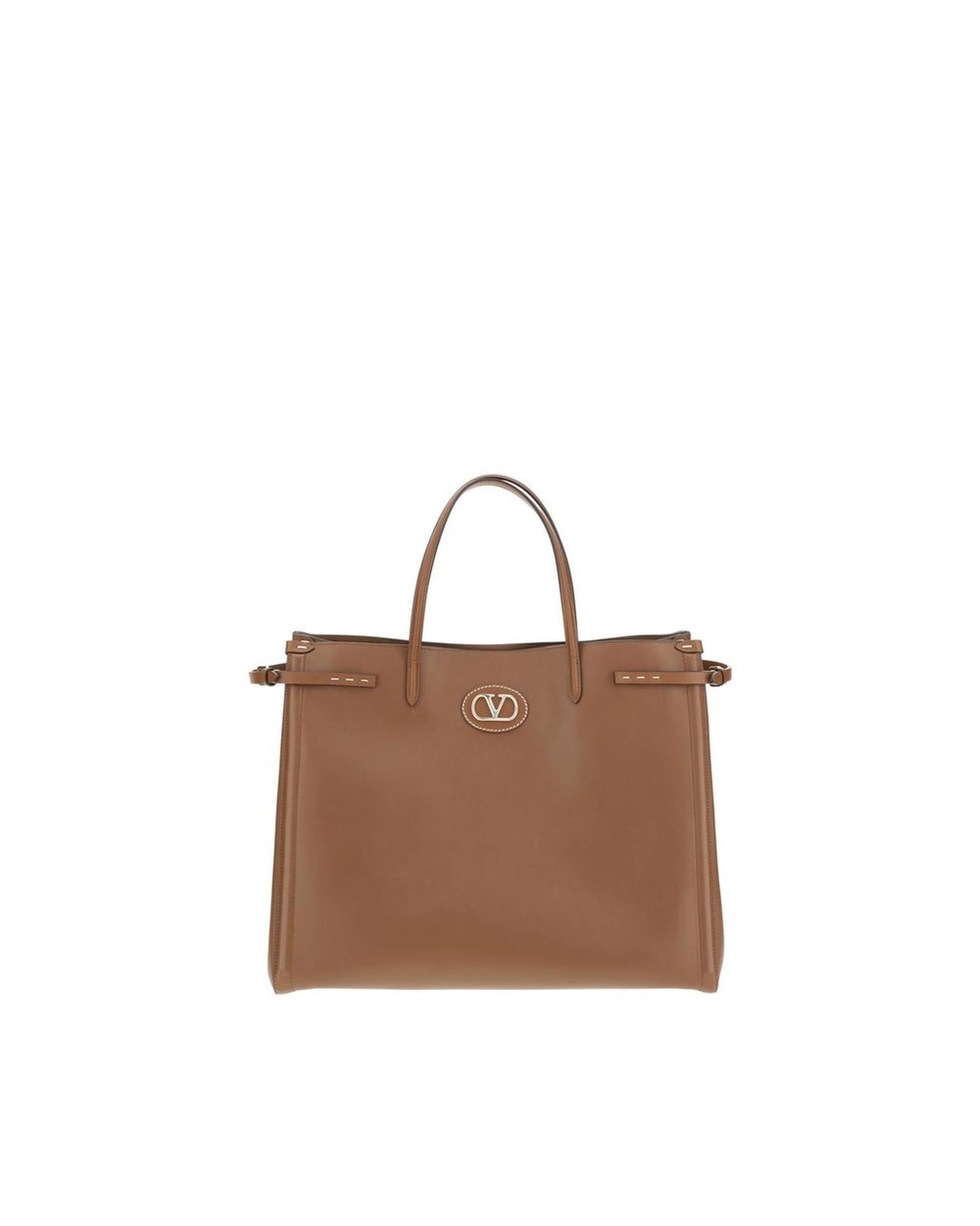 Valentino Garavani Roman Stud Medium Tote Women Brown Shoulder Bags ONE SIZE Brown