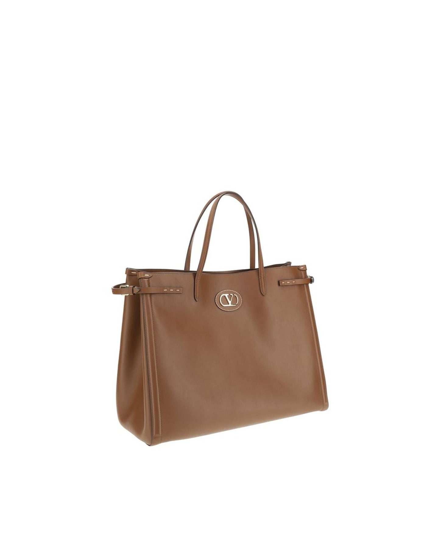 Valentino Garavani Roman Stud Medium Tote Women Brown Shoulder Bags