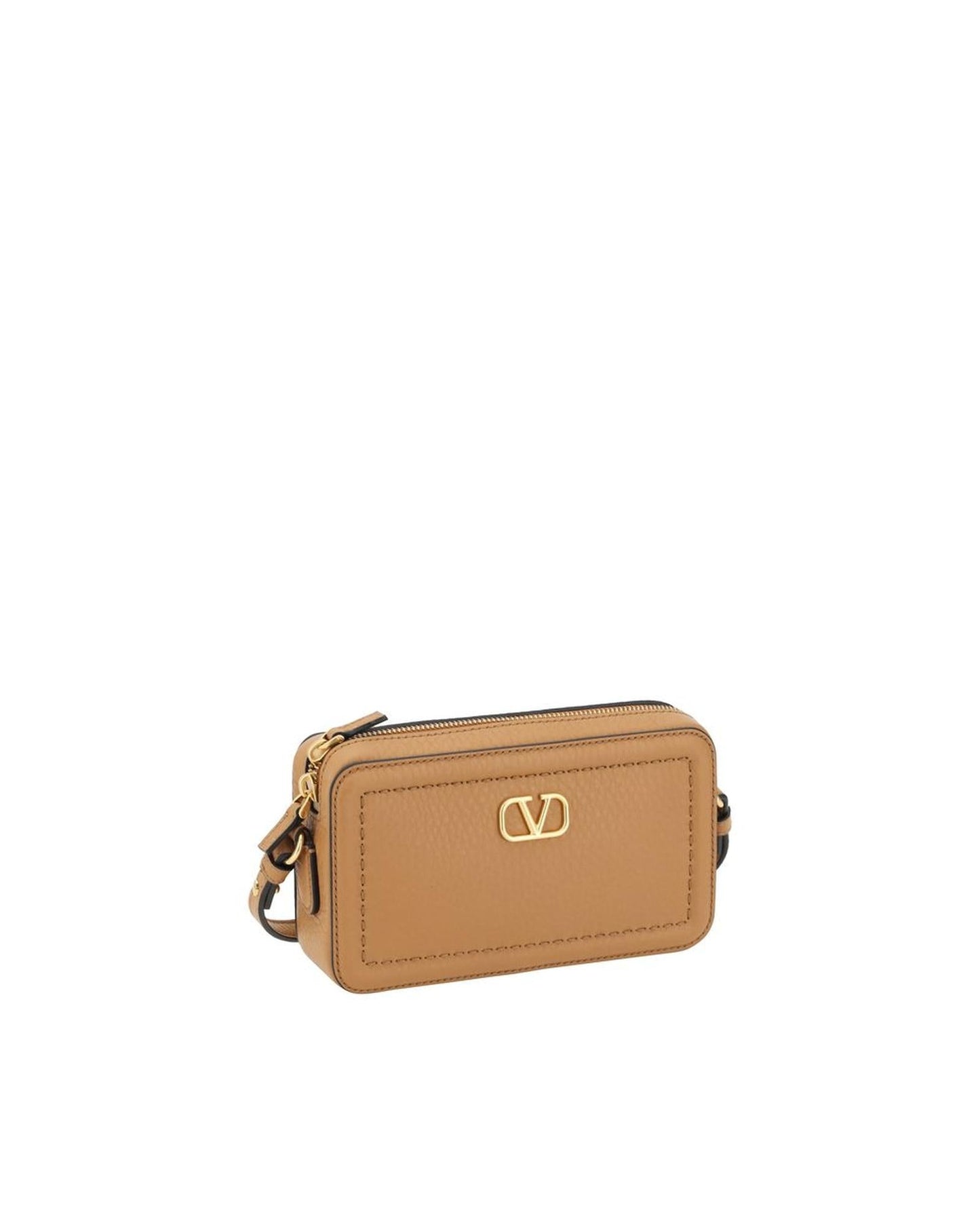 Valentino Garavani Roman Stud Camera Case Crossbody Women Brown Wallets & Pouches