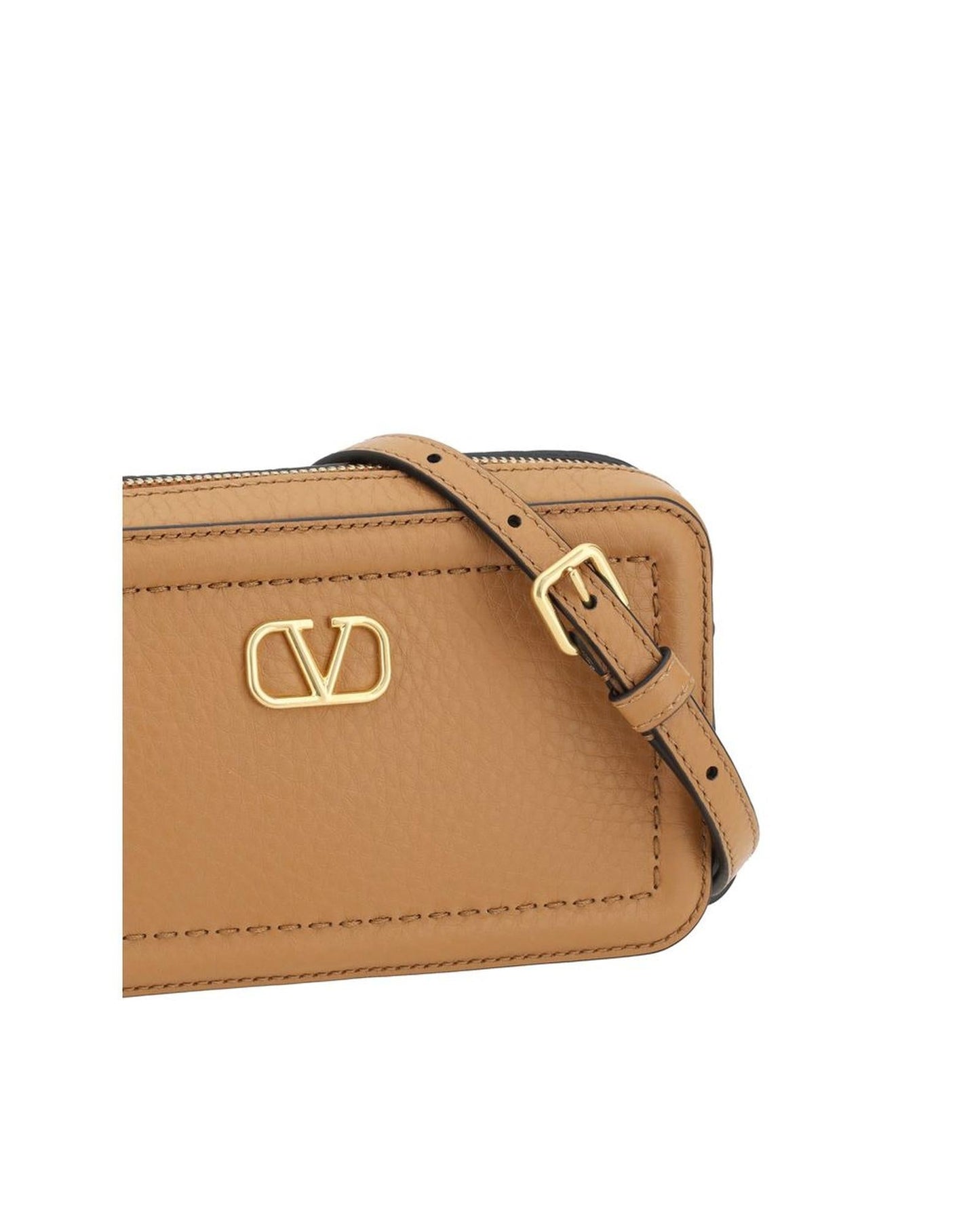 Valentino Garavani Roman Stud Camera Case Crossbody Women Brown Wallets & Pouches
