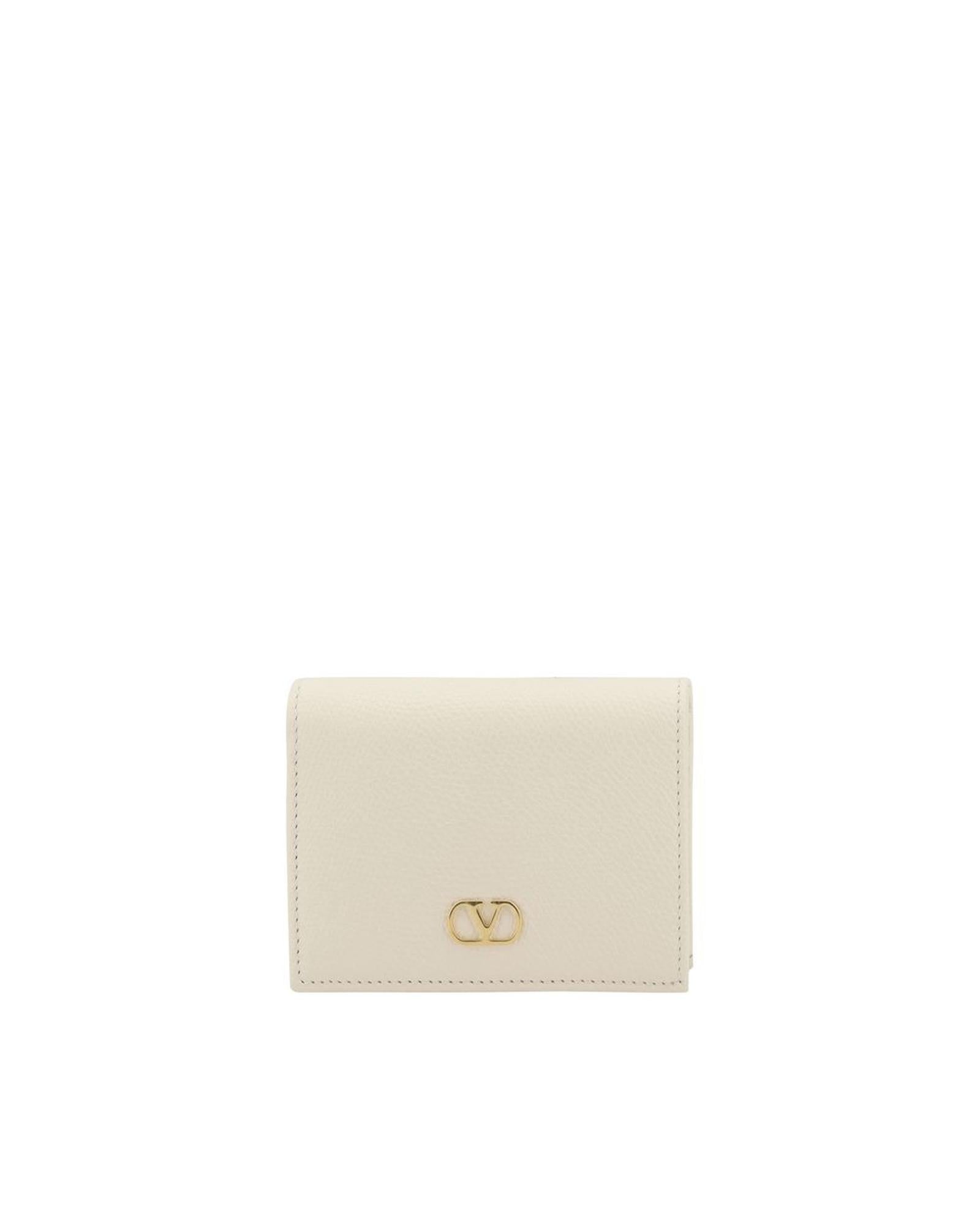 Valentino Garavani Rockstud Card Holder Small Leather Wallet Women Cream Wallets & Pouches ONE SIZE Cream