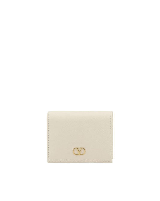 Valentino Garavani Rockstud Card Holder Small Leather Wallet Women Cream Wallets & Pouches ONE SIZE Cream