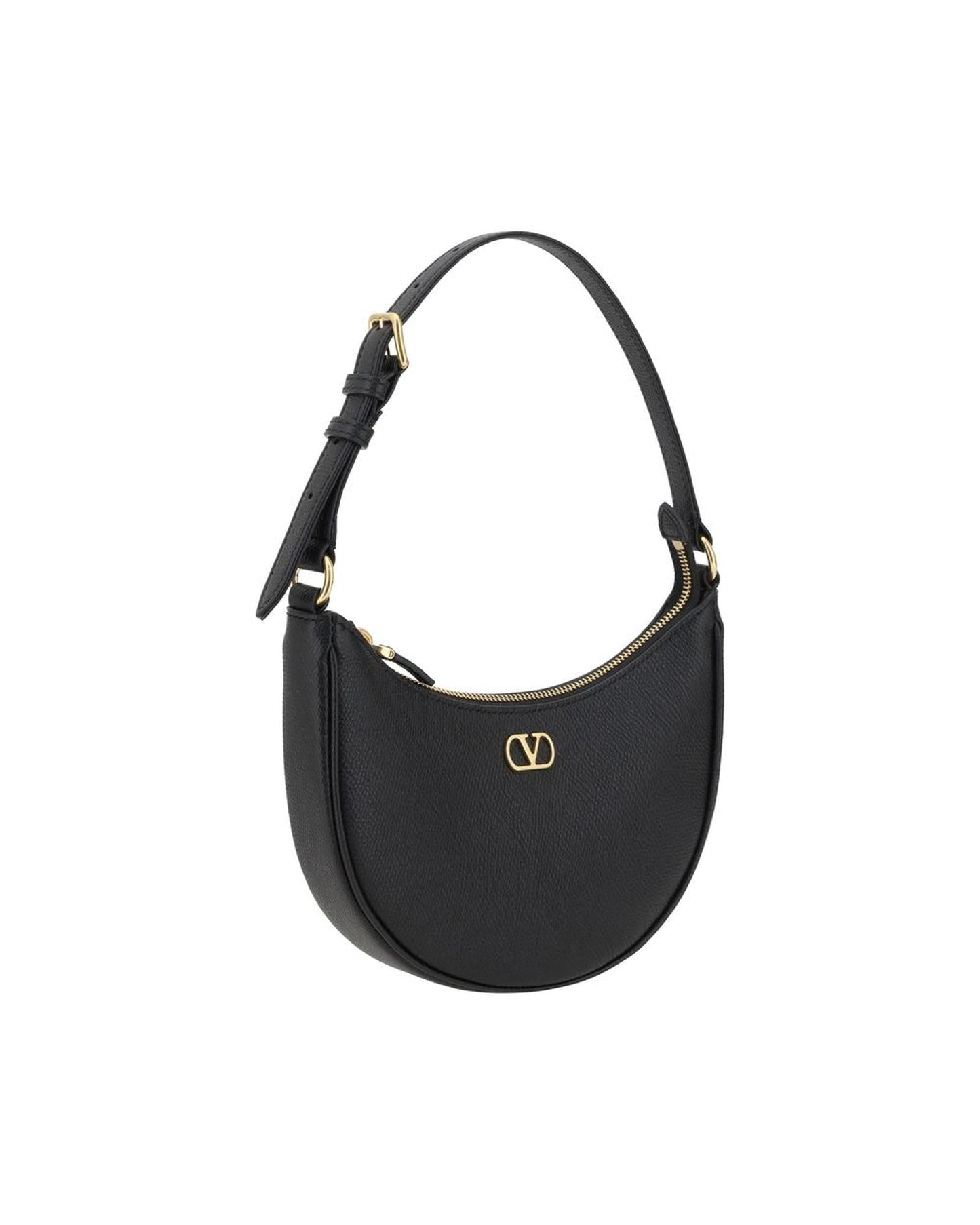 Valentino Garavani Mini Hobo Shoulder Bag with VLogo and Adjustable Strap Women Black Wallets & Pouches