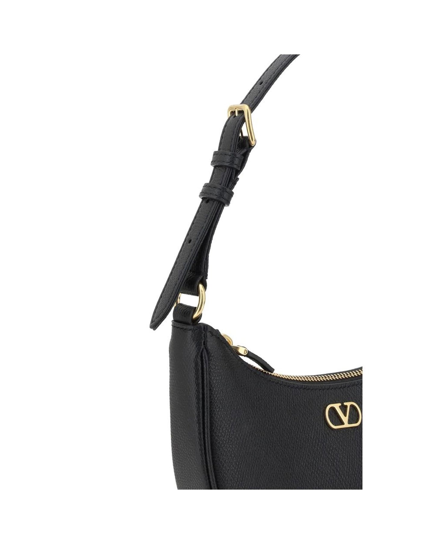 Valentino Garavani Mini Hobo Shoulder Bag with VLogo and Adjustable Strap Women Black Wallets & Pouches