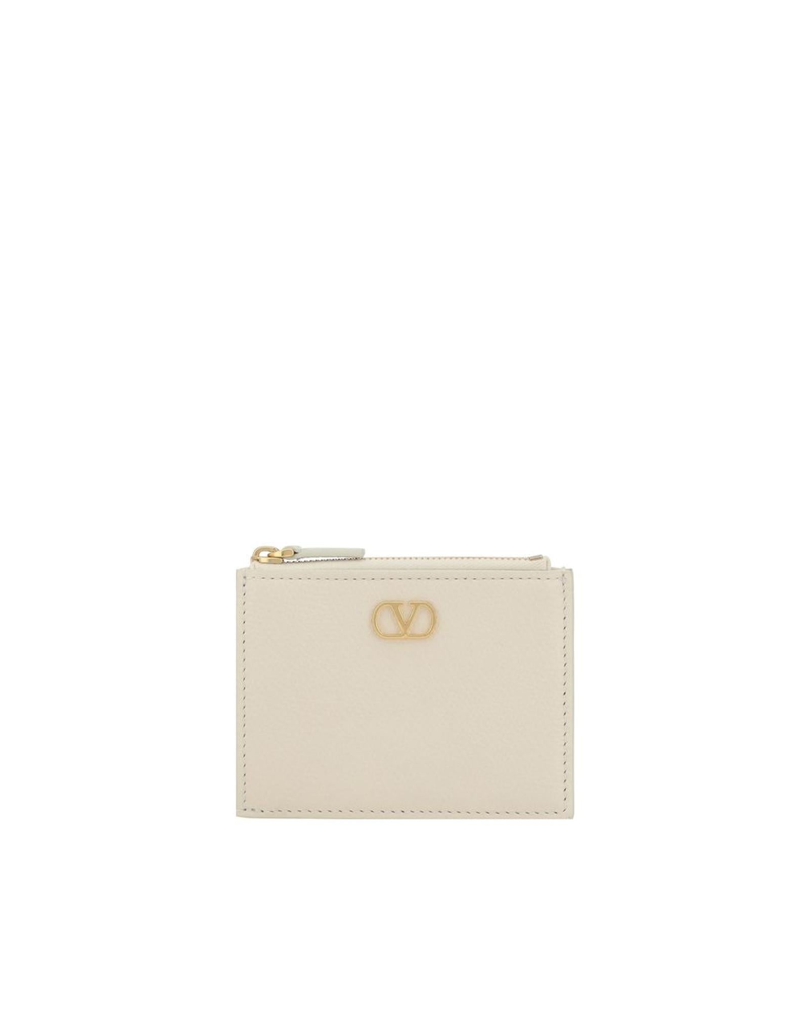 Valentino Garavani Rockstud Zip Around Wallet Women Cream Wallets & Pouches ONE SIZE Cream