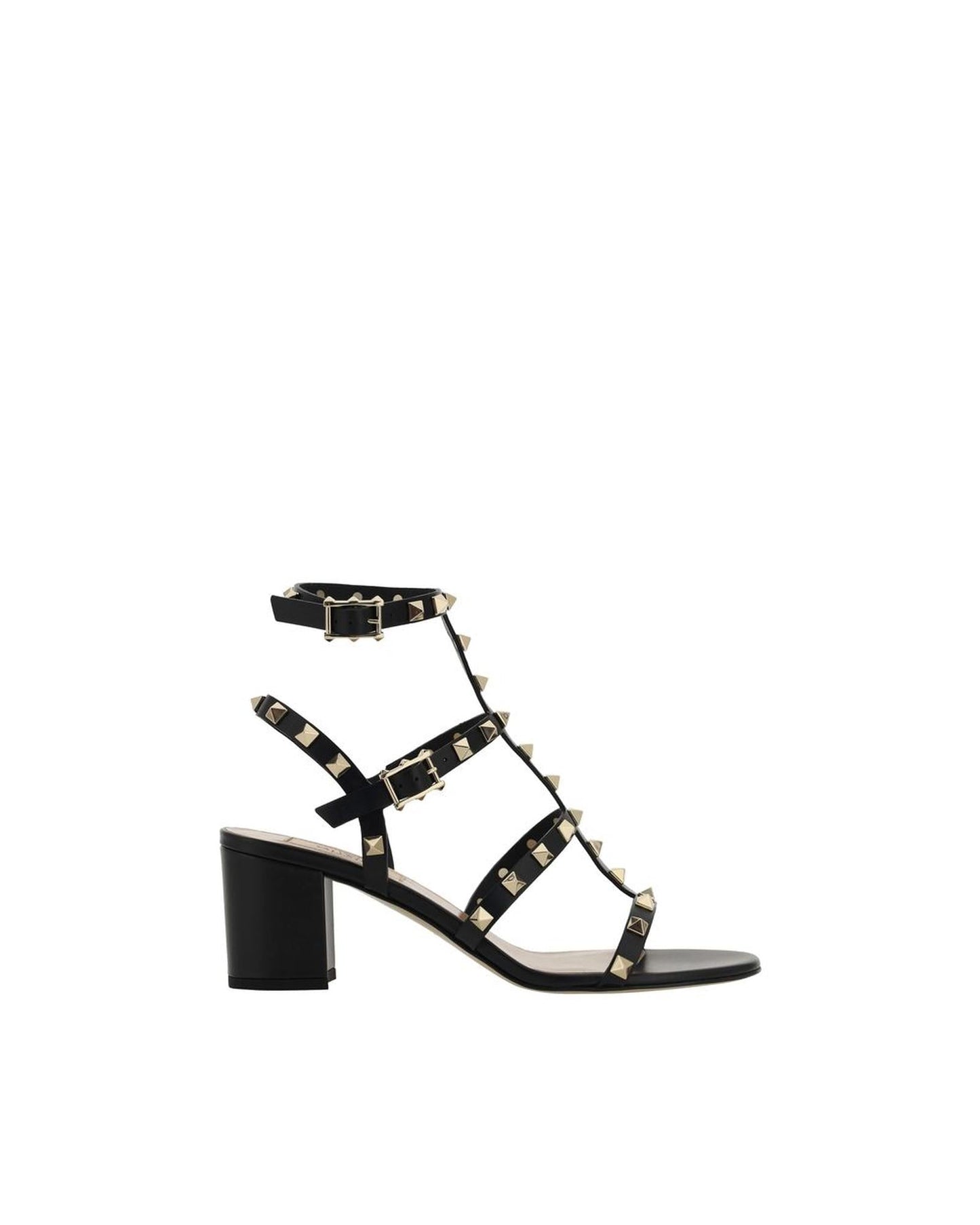 Valentino Garavani Rockstud TStrap Leather Sandals Women Black Black