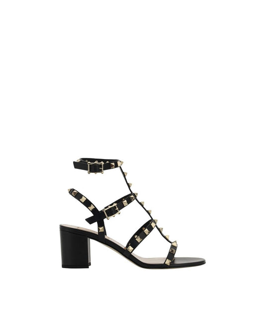 Valentino Garavani Rockstud TStrap Leather Sandals Women Black Black