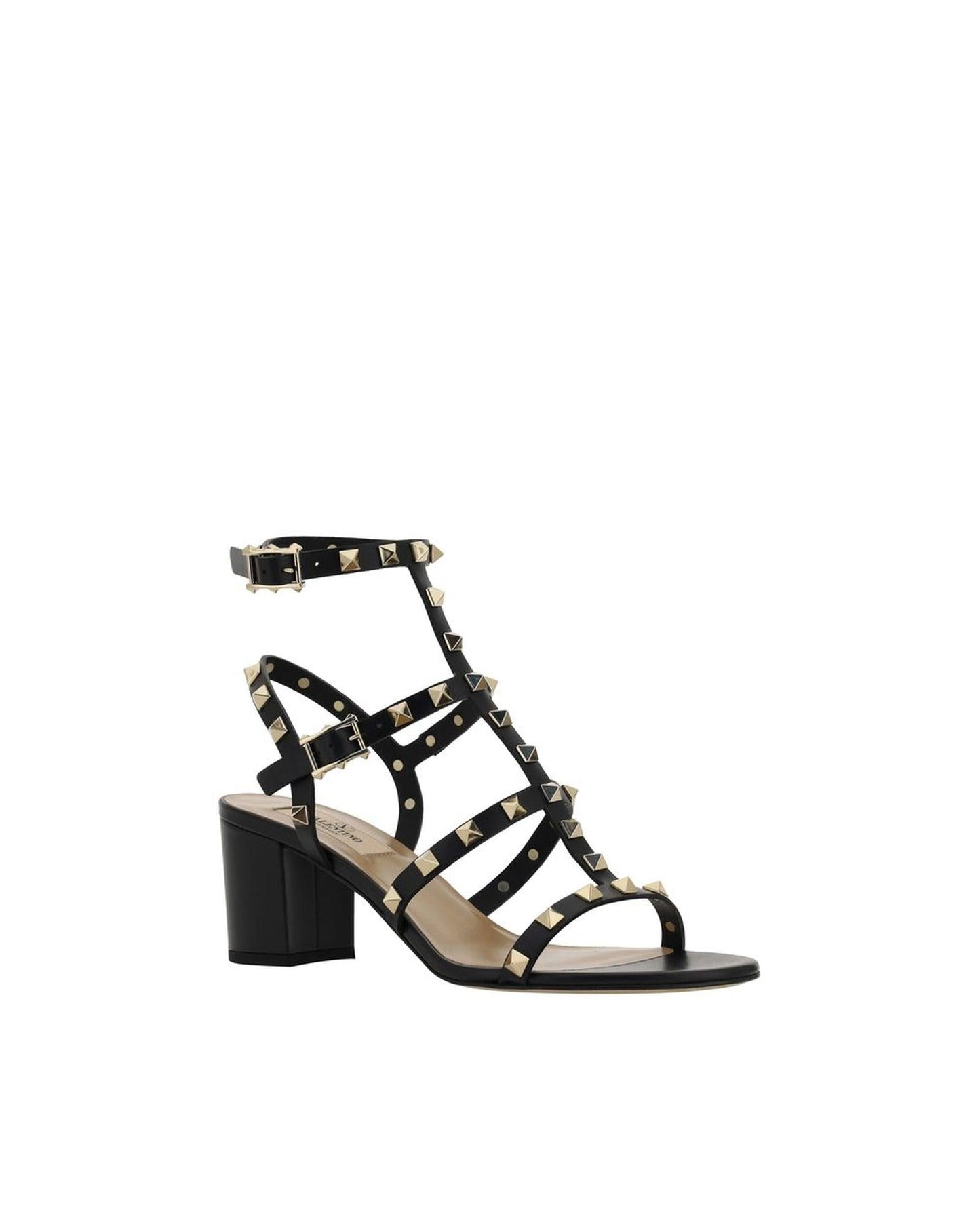 Valentino Garavani Rockstud TStrap Leather Sandals Women Black