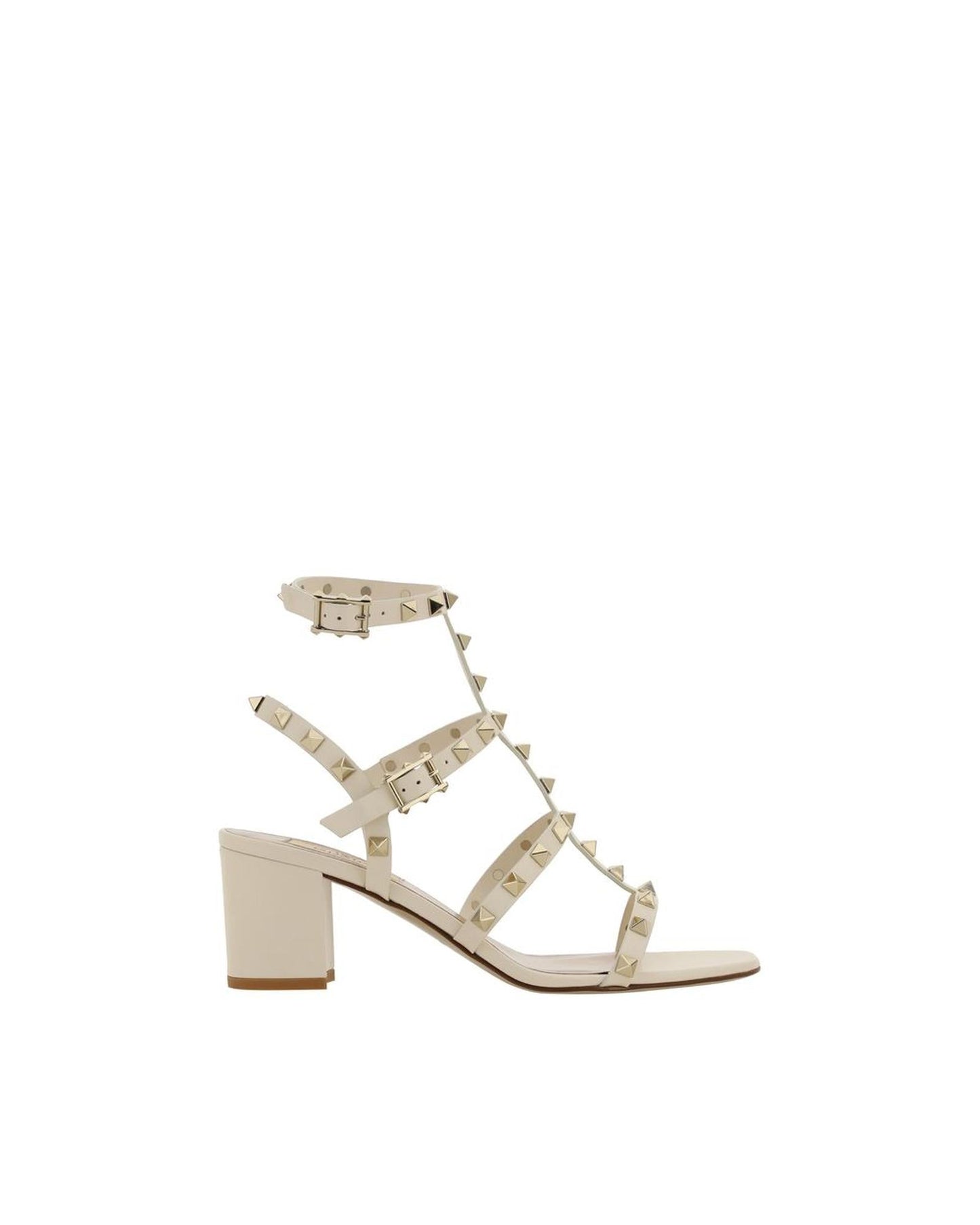 Valentino Garavani Rockstud Sandals Leather Block Heel Women White White