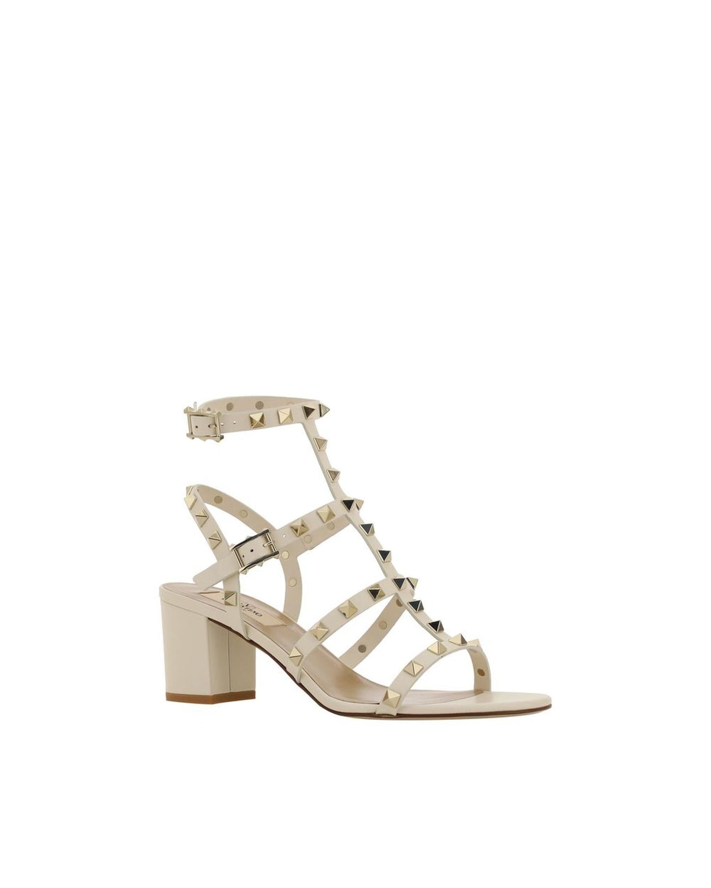 Valentino Garavani Rockstud Sandals Leather Block Heel Women White