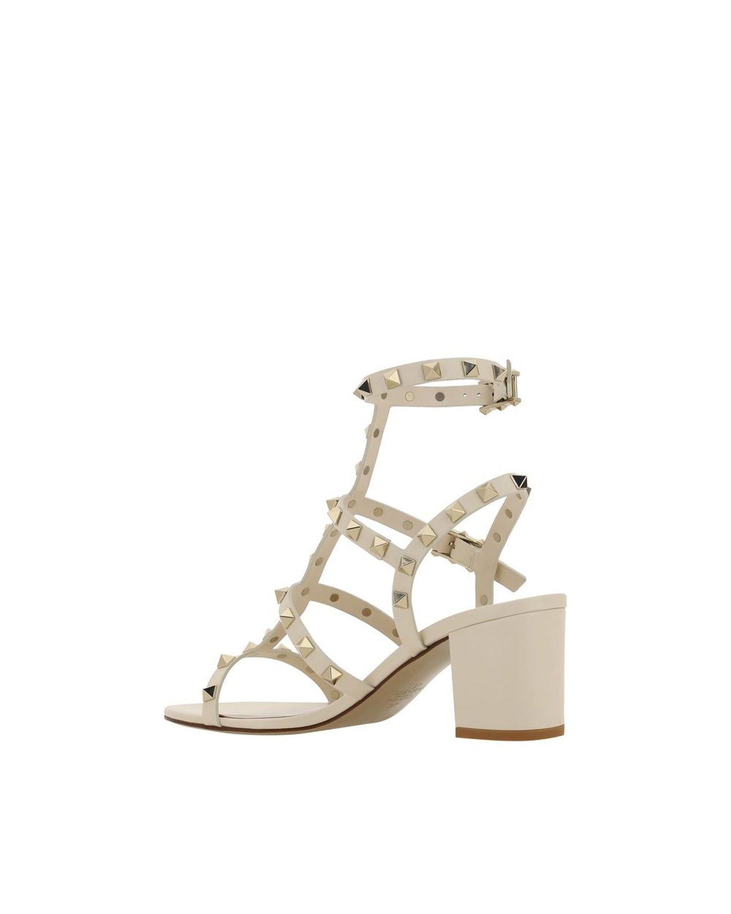 Valentino Garavani Rockstud Sandals Leather Block Heel Women White