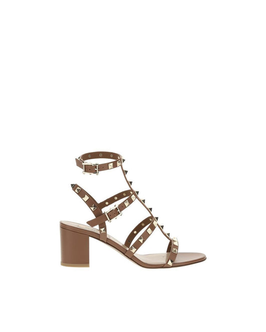 Valentino Garavani Rockstud Sandals Mid Heel Women Brown Brown