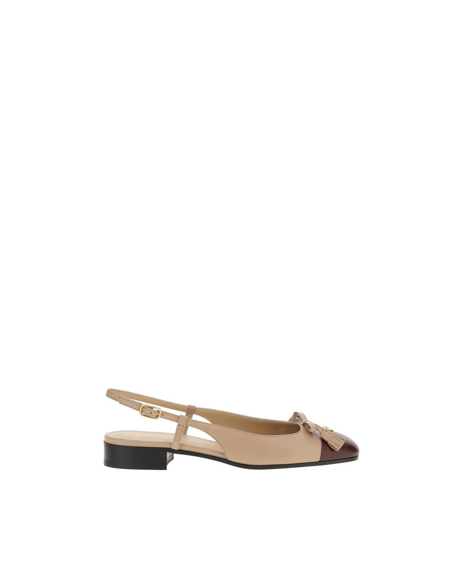 Valentino Garavani Rockstud Slingback Pump Low Heel Women Beige Flats Beige