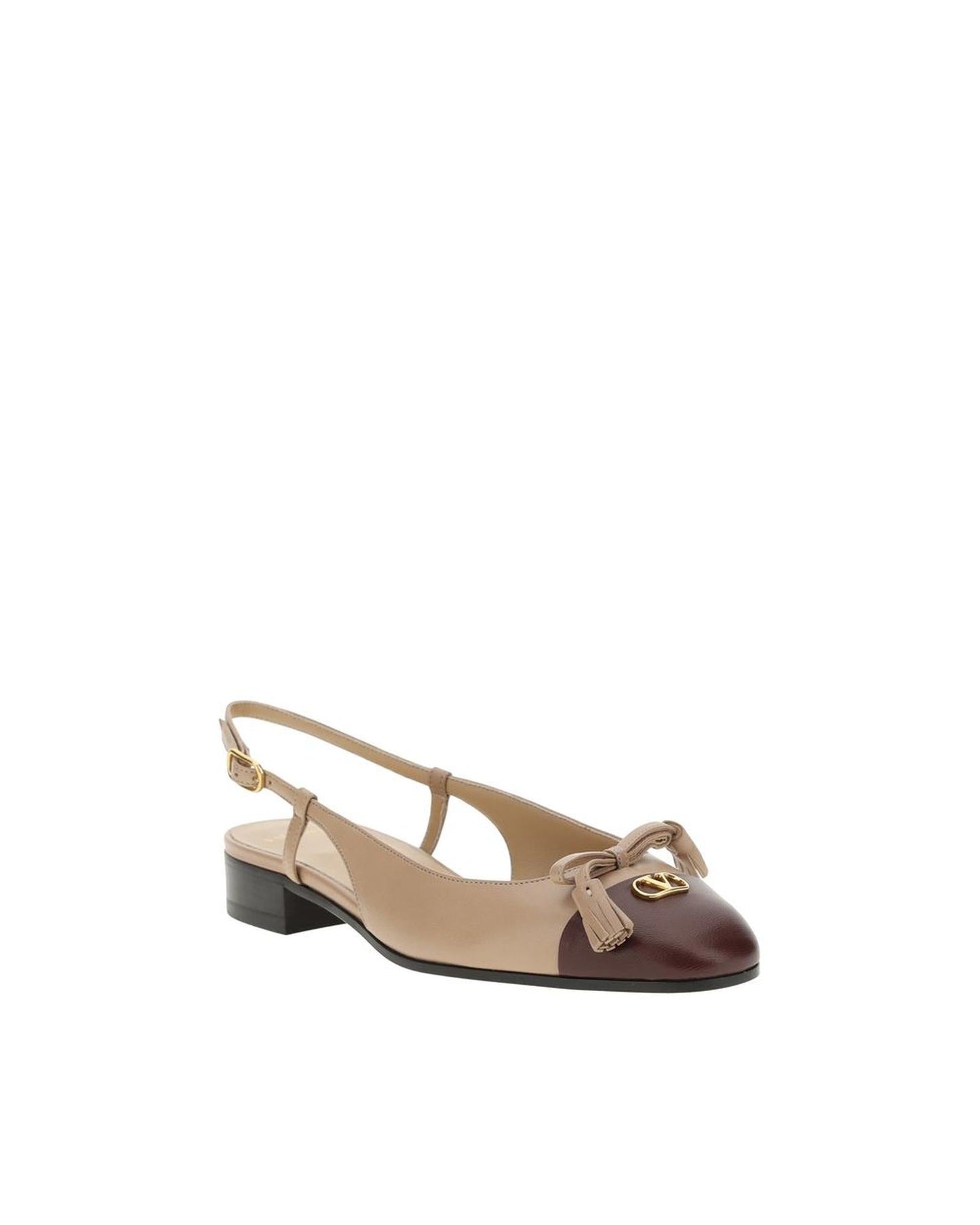Valentino Garavani Rockstud Slingback Pump Low Heel Women Beige Flats