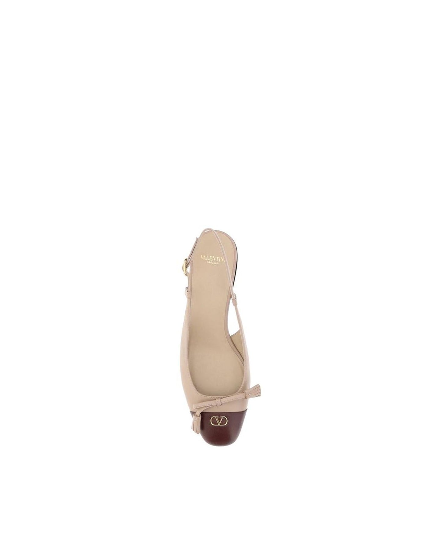 Valentino Garavani Rockstud Slingback Pump Low Heel Women Beige Flats