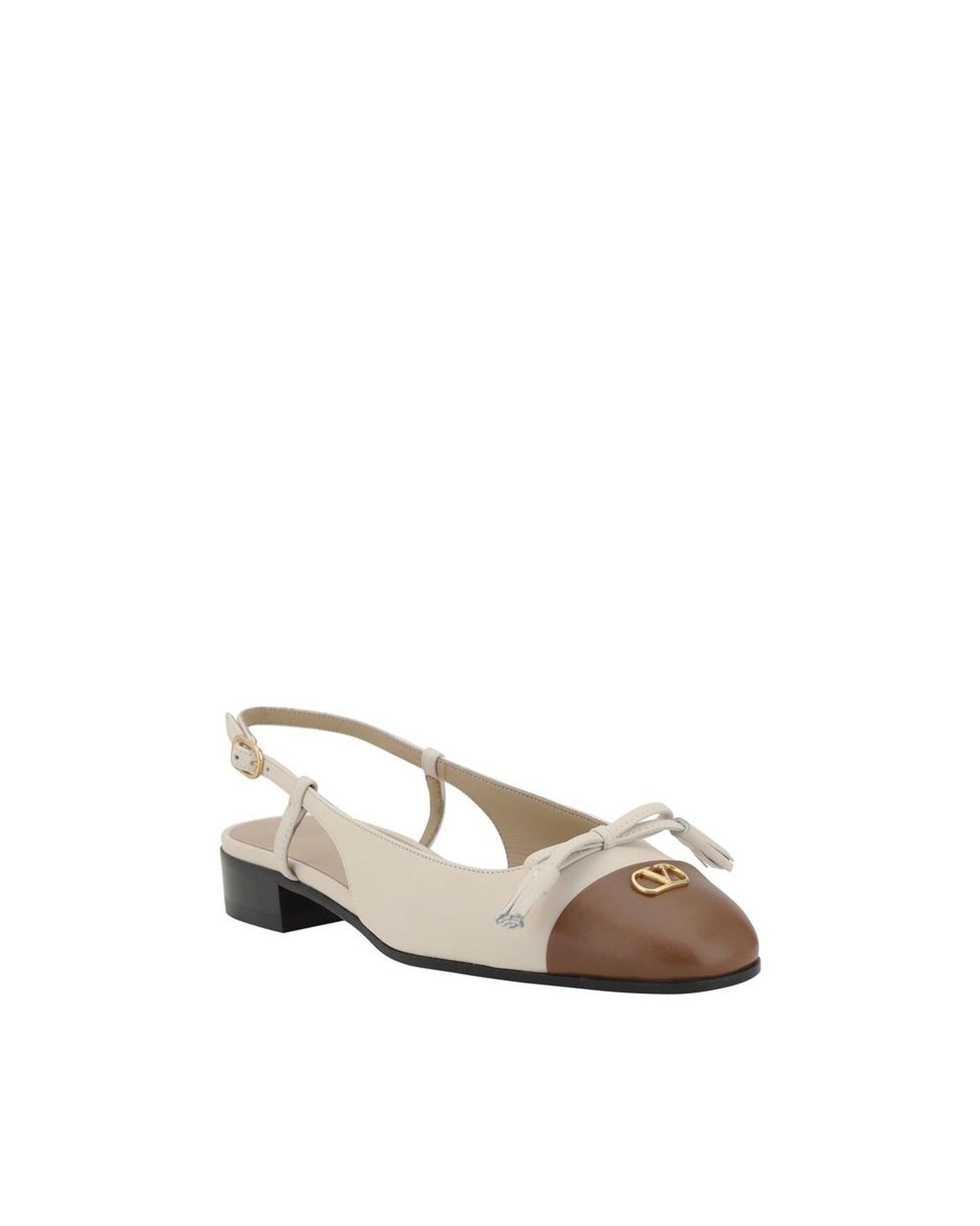 Valentino Garavani Leather Slingback Pumps Bow Detail Women Cream Flats