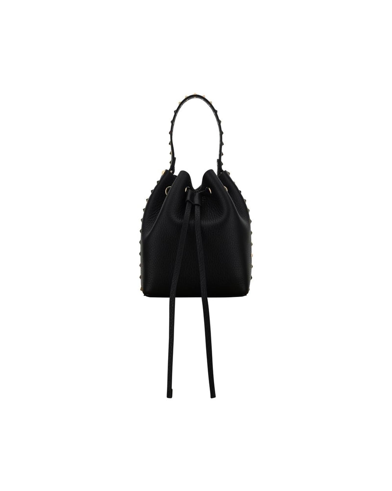 Valentino Garavani Rockstud Mini Bucket Bag Black Leather Women Messenger Bags ONE SIZE Black