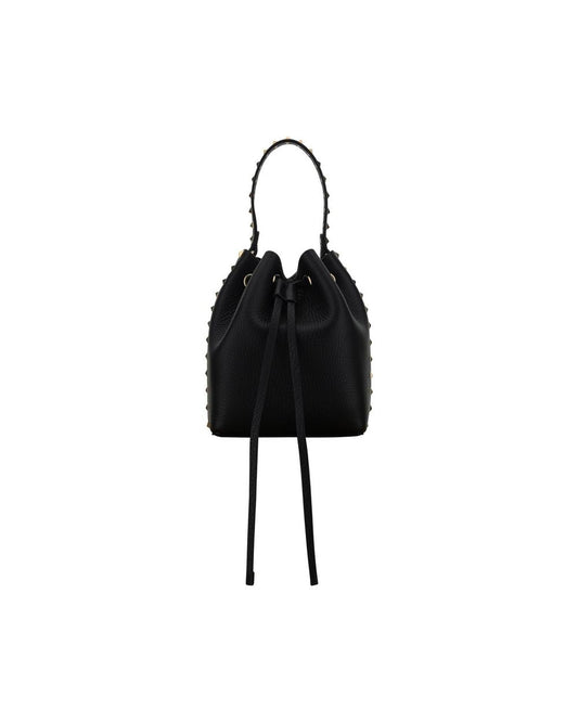 Valentino Garavani Rockstud Mini Bucket Bag Black Leather Women Messenger Bags ONE SIZE Black