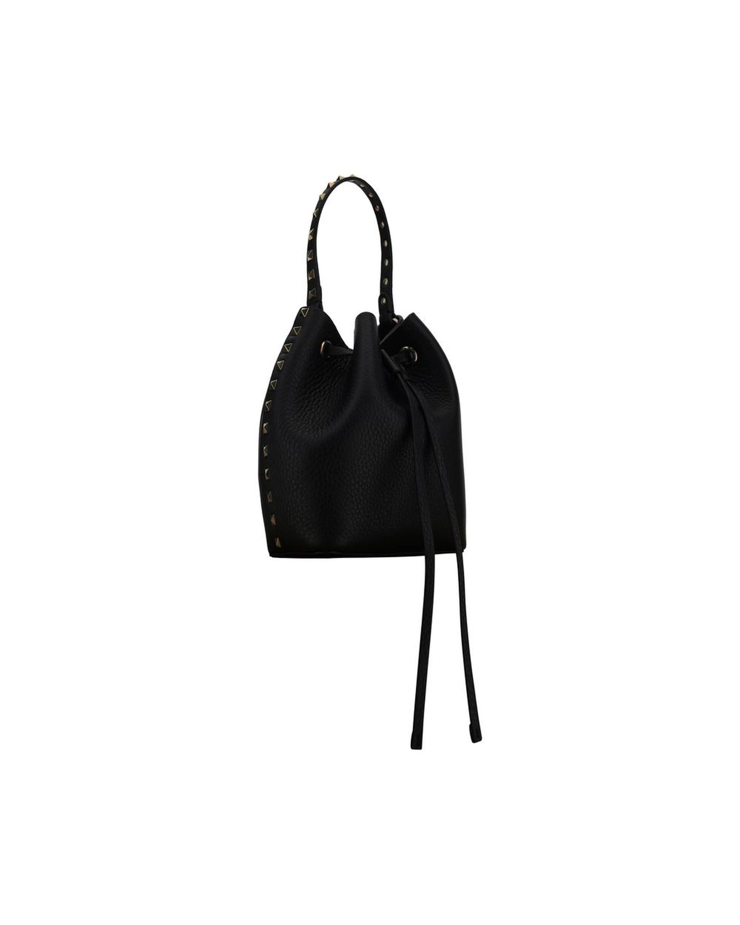 Valentino Garavani Rockstud Mini Bucket Bag Black Leather Women Messenger Bags
