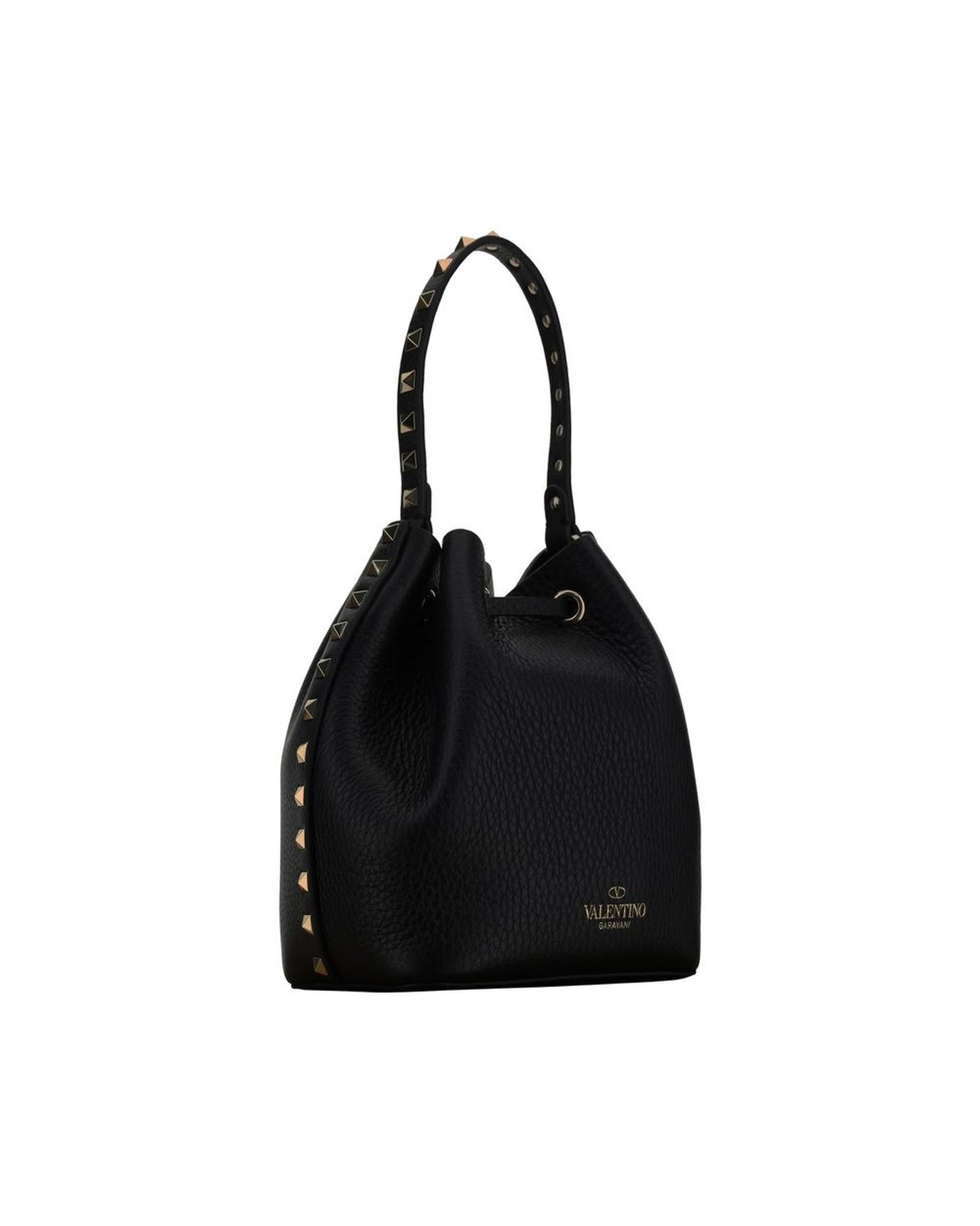 Valentino Garavani Rockstud Mini Bucket Bag Black Leather Women Messenger Bags