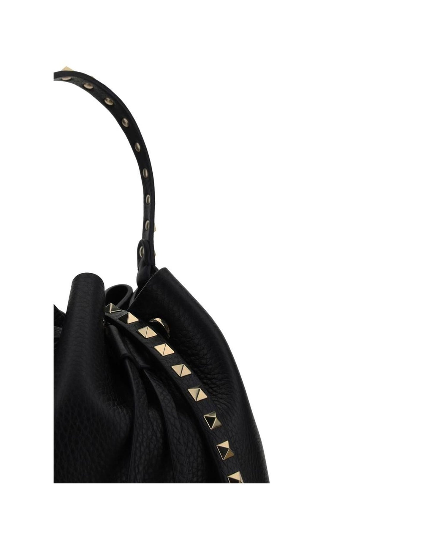 Valentino Garavani Rockstud Mini Bucket Bag Black Leather Women Messenger Bags