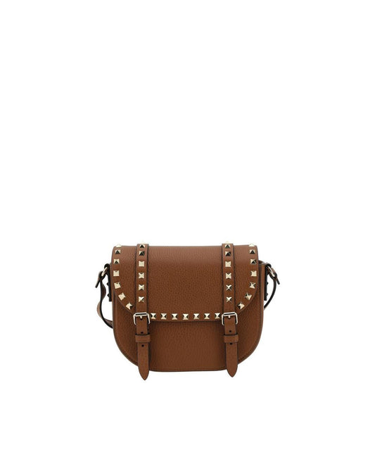 Valentino Garavani Rockstud Leather Shoulder Bag Women Brown ONE SIZE Brown