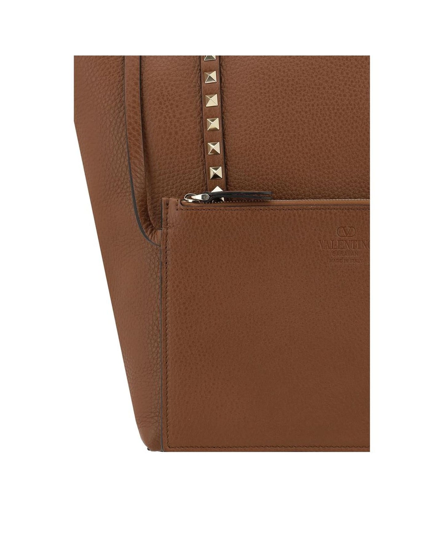 Valentino Garavani Garnet Leather Tote Bag with Rockstud Detailing