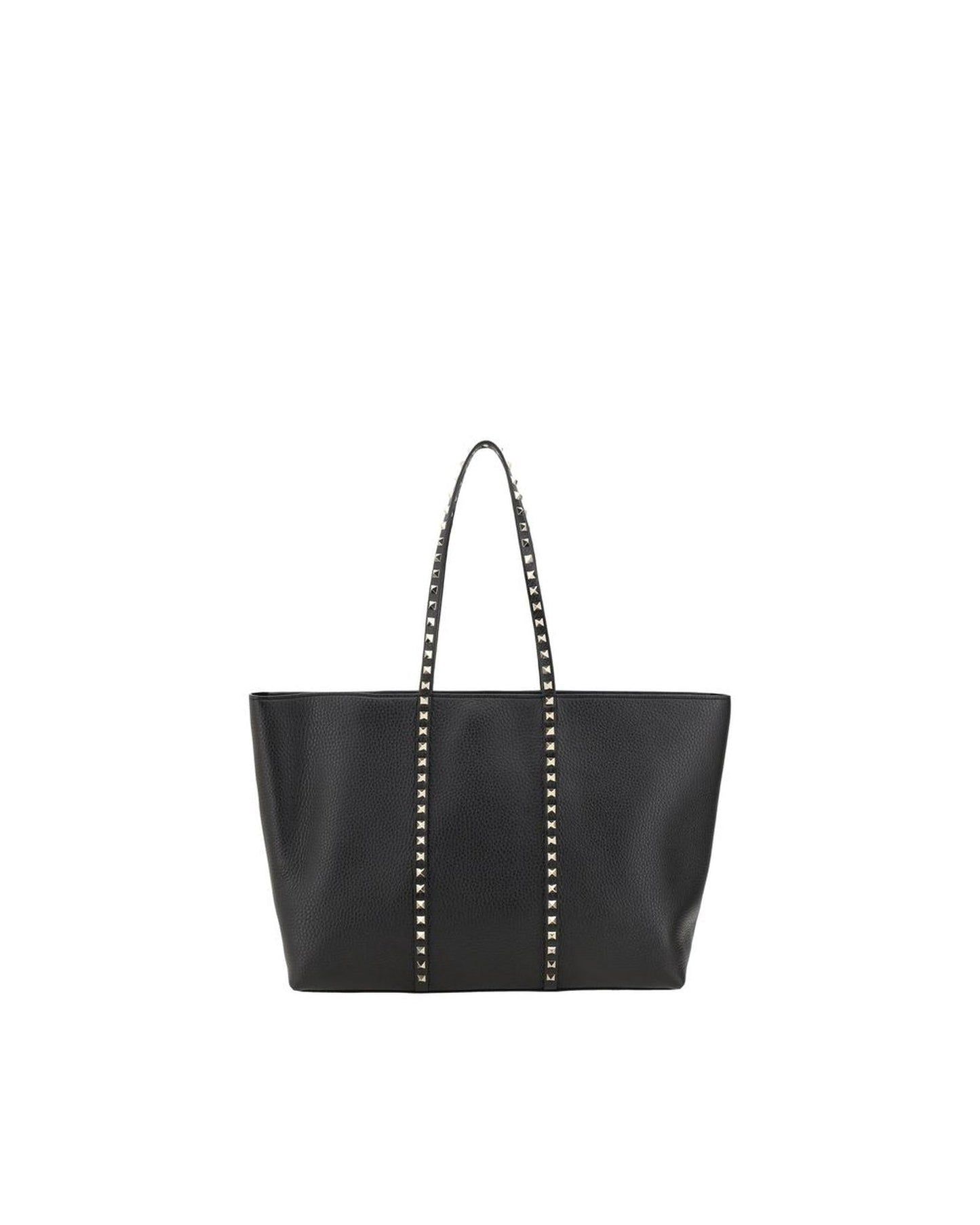 Valentino Garavani Rockstud Embellished Leather Tote Bag with Zipper Closure ONE SIZE Black