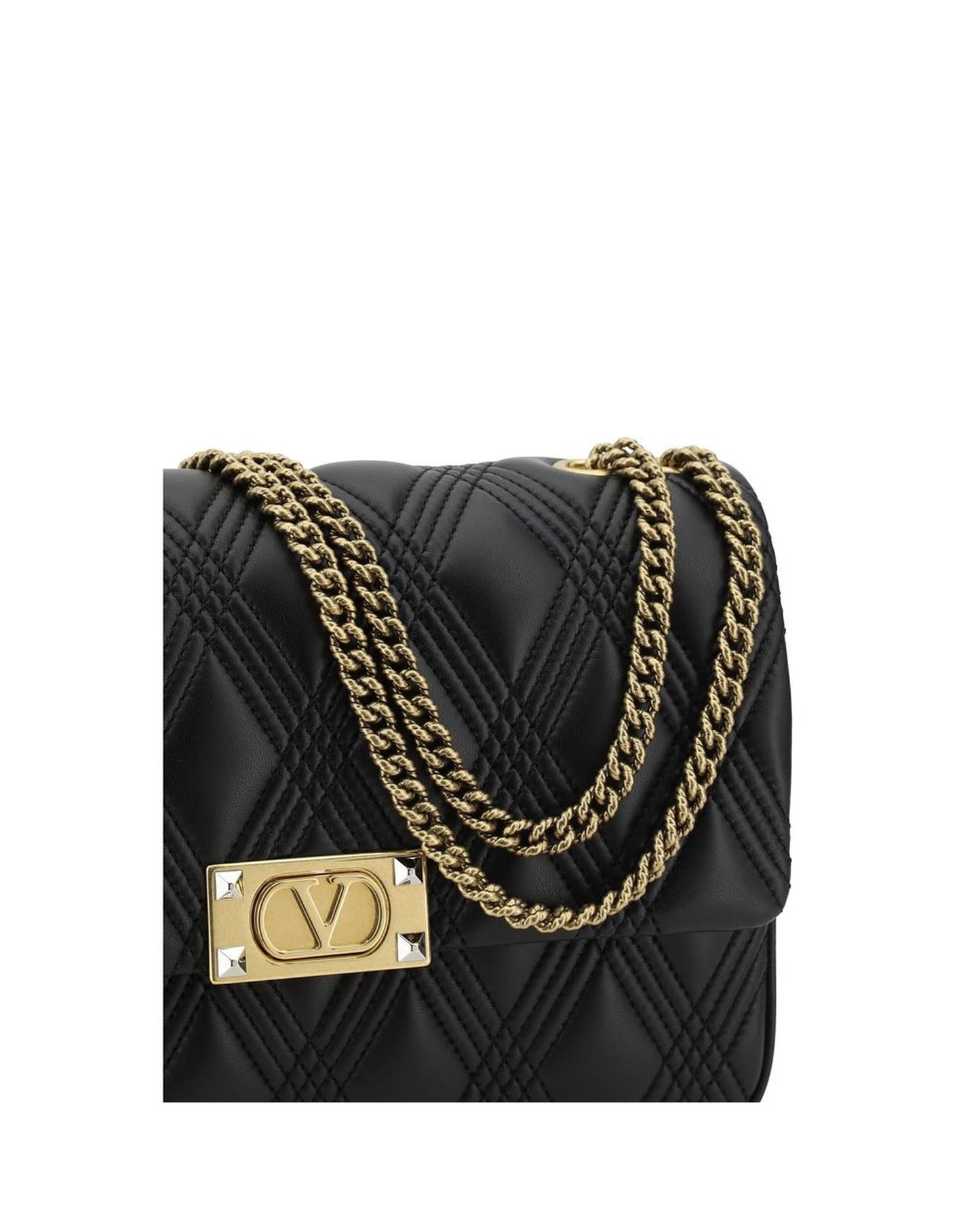 Valentino Garavani Roman Stud Quilted Crossbody Women Black Shoulder Bags