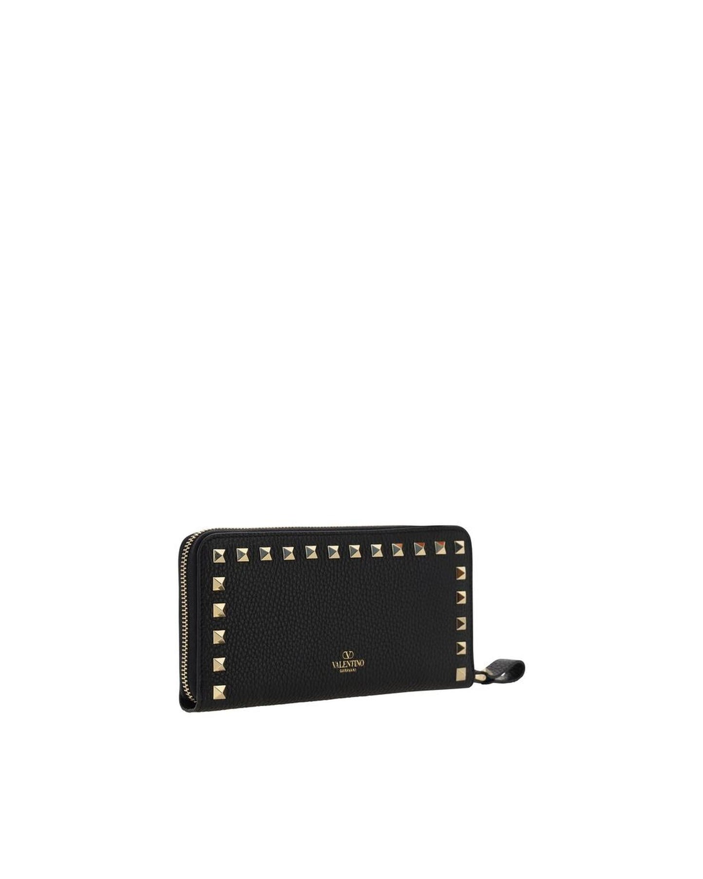 Valentino Garavani Rockstud Zip Wallet Black Leather Women Wallets & Pouches