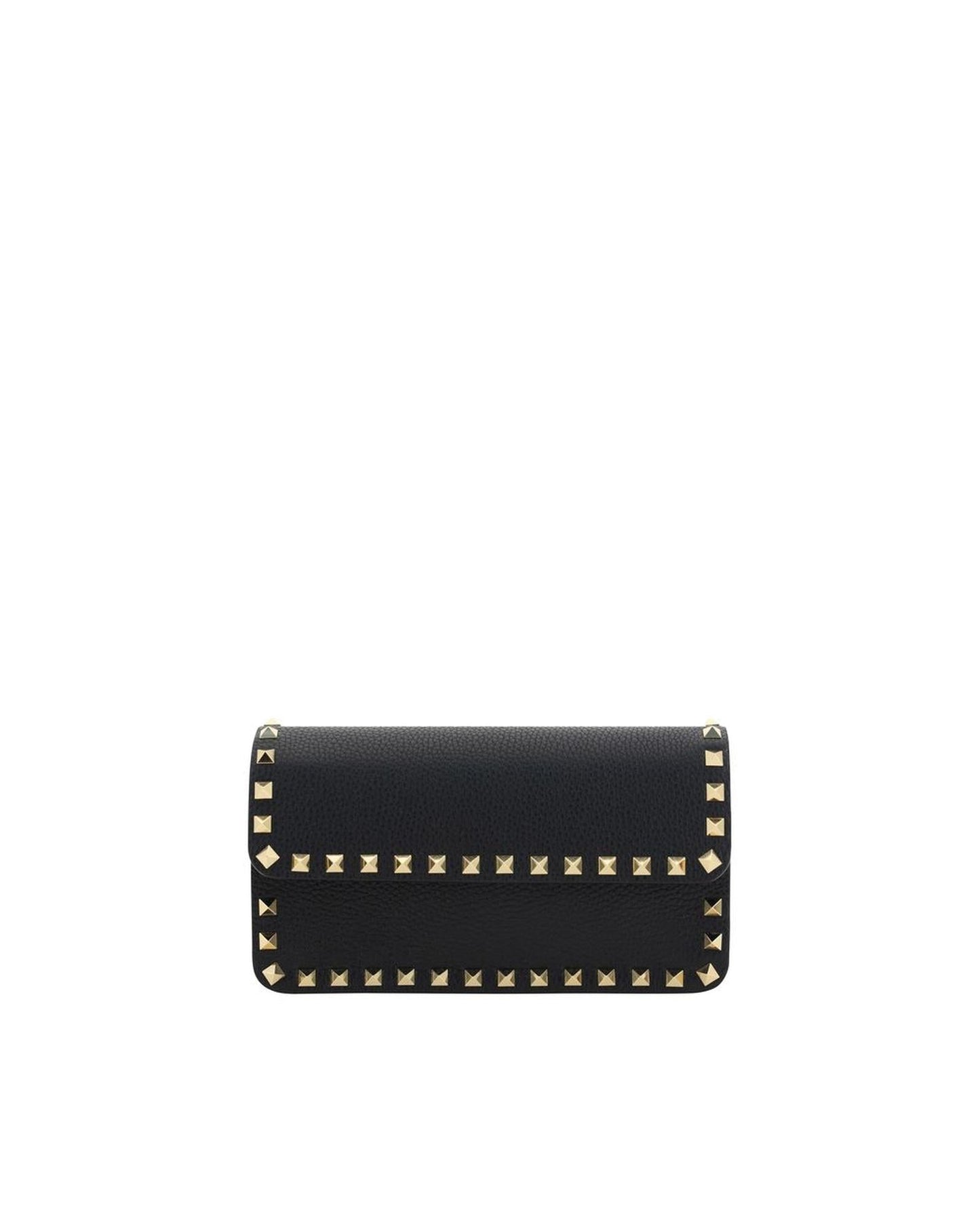Valentino Garavani Rockstud Embellished Leather Shoulder Bag ONE SIZE Black